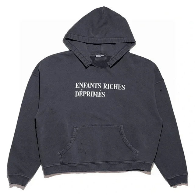Thrashed Logo Hoodie 'Worn Black/White'